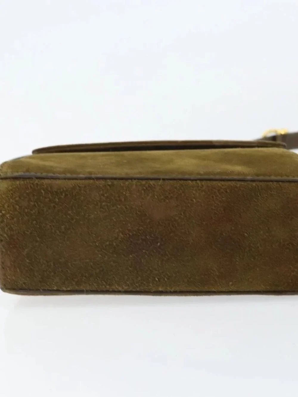 Salvatore Ferragamo Vala Shoulder Bag Suede 2way Green Gold Auth BA9381